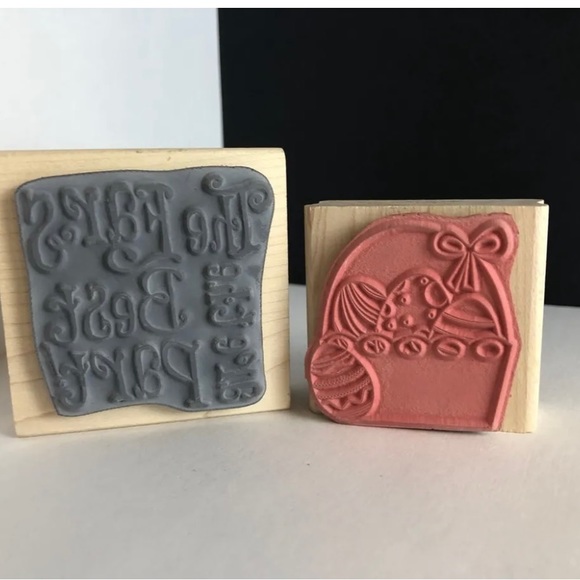 The Ears Are The Best Part & Basket of Eggs Wood Mounted Rubber Stamp New Easter - Picture 2 of 6